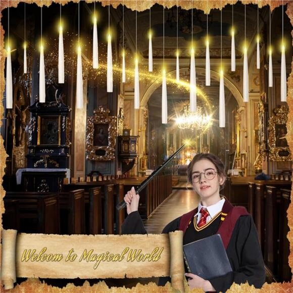 20PCS Floating LED Candles with Wand - Flickering Warm Light - Picture 2 of 7